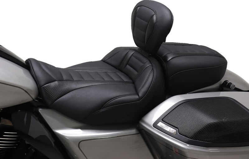 Mustang Deluxe Touring Solo Seat for 2023-2026 Harley-Davidson Black Grey Vinyl Each