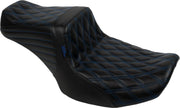 Le Pera Tailwhip Seat Black Blue 2-Up Seat BikerTec #LV-587DD-BE01