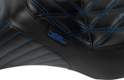 Le Pera Tailwhip Seat Black Blue 2-Up Seat BikerTec #LV-587DD-BE01