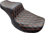 Le Pera Tailwhip Seat Black Orange 2-Up Seat BikerTec #LV-587DD-OB4
