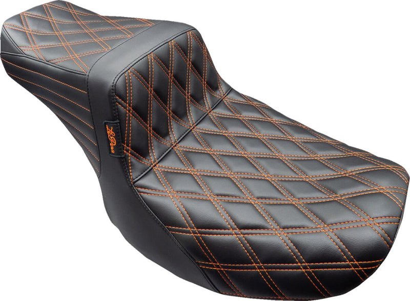 Le Pera Tailwhip Seat Black Orange 2-Up Seat BikerTec #LV-587DD-OB4