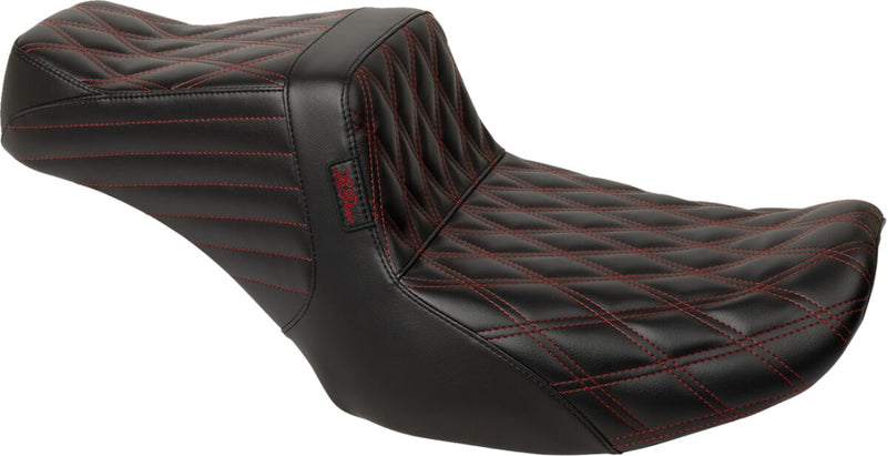 Le Pera Tailwhip Seat Black Red 2-Up Seat BikerTec #LV-587DD-R01