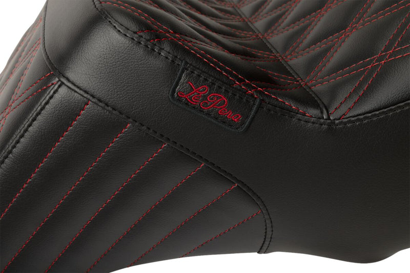 Le Pera Tailwhip Seat Black Red 2-Up Seat BikerTec #LV-587DD-R01
