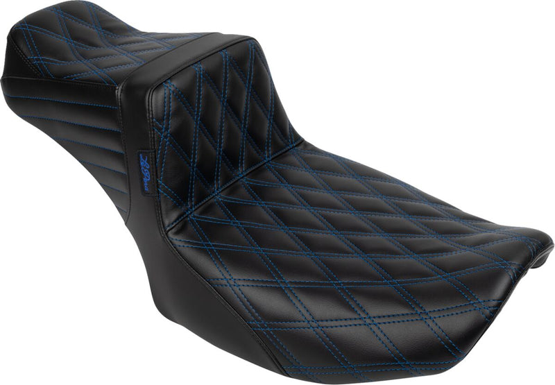Le Pera Tailwhip Daddy Long Legs Seat Black Blue 2-Up Seat BikerTec #LV-587DLDD-BE01