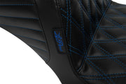 Le Pera Tailwhip Daddy Long Legs Seat Black Blue 2-Up Seat BikerTec #LV-587DLDD-BE01