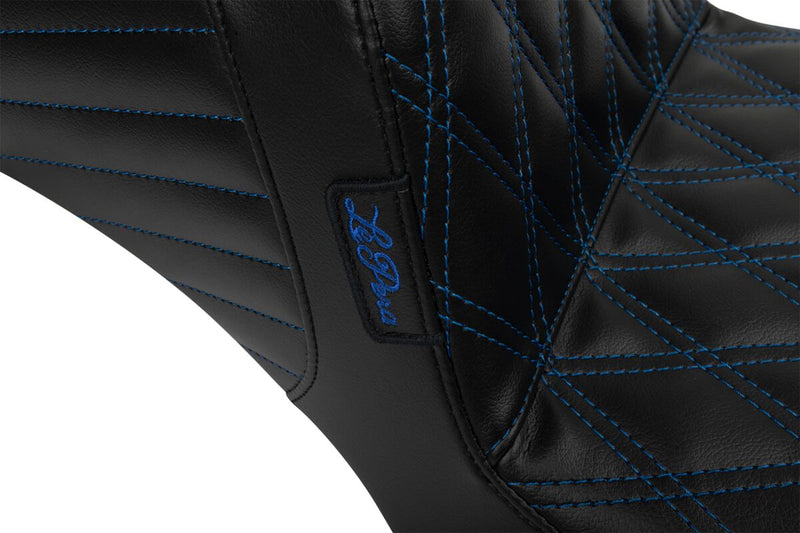 Le Pera Tailwhip Daddy Long Legs Seat Black Blue 2-Up Seat BikerTec #LV-587DLDD-BE01