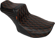 Le Pera Tailwhip Daddy Long Legs Seat for 2023-2026 Harley-Davidson Black Orange 2-Up Seat BikerTec #LV-587DLDD-OB4