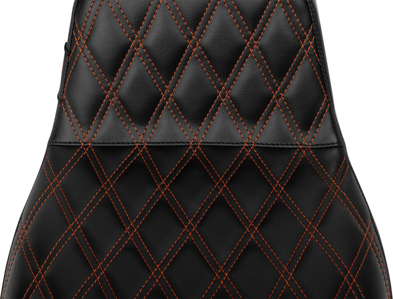 Le Pera Tailwhip Daddy Long Legs Seat for 2023-2026 Harley-Davidson Black Orange 2-Up Seat BikerTec #LV-587DLDD-OB4