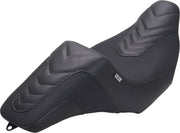 Mustang Kodlin Signature Series Squareback™ Seat for 2009-2025 Harley-Davidson Black Grey 2-Up Seat One-Piece Vinyl