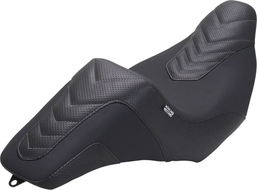 Mustang Kodlin Signature Series Squareback™ Seat for 2009-2025 Harley-Davidson Black Grey 2-Up Seat One-Piece Vinyl