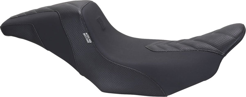 Mustang Kodlin Signature Series Squareback™ Seat for 2009-2025 Harley-Davidson Black Grey 2-Up Seat One-Piece Vinyl #76324GM