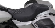 Mustang Kodlin Signature Series Squareback™ Seat for 2009-2025 Harley-Davidson Black Grey 2-Up Seat One-Piece Vinyl #76324GM