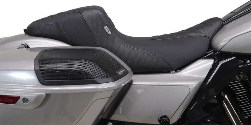 Mustang Kodlin Signature Series Squareback™ Seat for 2009-2025 Harley-Davidson Black Grey 2-Up Seat One-Piece Vinyl Each