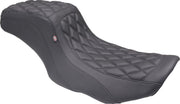 Mustang Double Diamond Squareback Seat for 2023-2026 Harley-Davidson Black 2-Up Seat One-Piece Vinyl