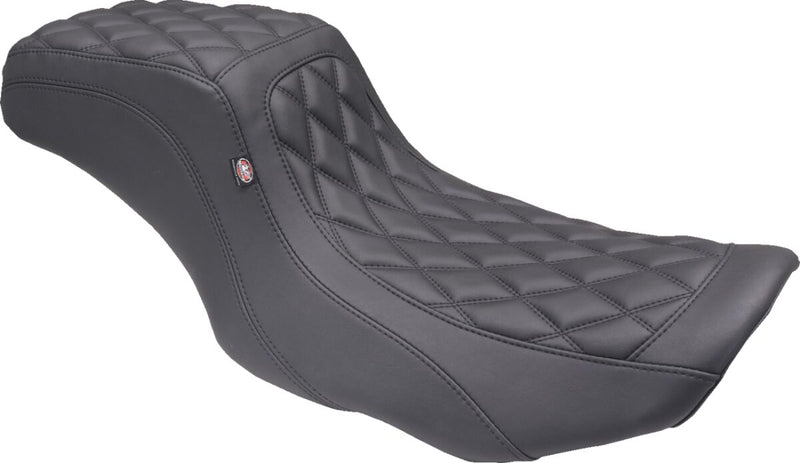 Mustang Double Diamond Squareback Seat for 2023-2026 Harley-Davidson Black 2-Up Seat One-Piece Vinyl