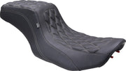 Mustang Double Diamond Squareback Seat for 2023-2026 Harley-Davidson Black 2-Up Seat One-Piece Vinyl