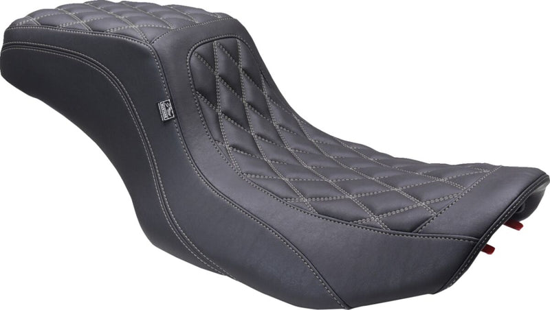 Mustang Double Diamond Squareback Seat for 2023-2026 Harley-Davidson Black 2-Up Seat One-Piece Vinyl