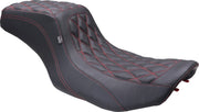 Mustang Double Diamond Squareback Seat for 2023-2026 Harley-Davidson Black 2-Up Seat One-Piece Vinyl