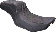 Mustang Double Diamond Squareback Seat for 2023-2026 Harley-Davidson Black 2-Up Seat One-Piece Vinyl