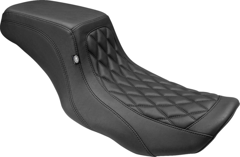 Mustang Double Diamond Squareback Seat for 2023-2026 Harley-Davidson Black 2-Up Seat One-Piece Vinyl