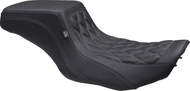 Mustang Double Diamond Squareback Seat for 2023-2026 Harley-Davidson Black 2-Up Seat One-Piece Vinyl