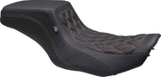 Mustang Double Diamond Squareback Seat for 2023-2026 Harley-Davidson Black 2-Up Seat One-Piece Vinyl