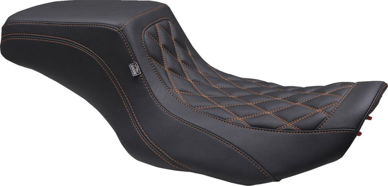 Mustang Double Diamond Squareback Seat for 2023-2026 Harley-Davidson Black 2-Up Seat One-Piece Vinyl