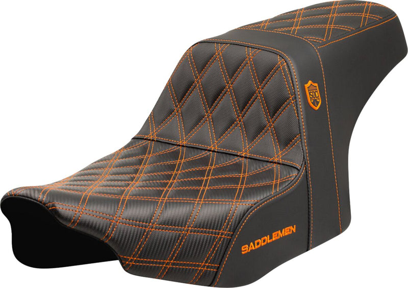 Saddlemen Pro Series SDC Performance Grip Seat for 2023-2026 Harley-Davidson Black Orange 2-Up Seat Saddlehyde™