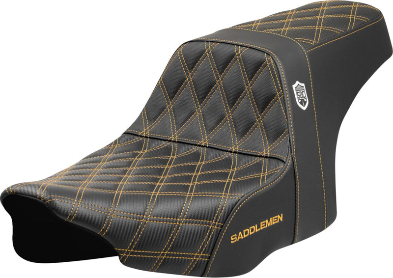 Saddlemen Pro Series SDC Performance Grip Seat for 2023-2026 Harley-Davidson Black Gold 2-Up Seat Saddlehyde™