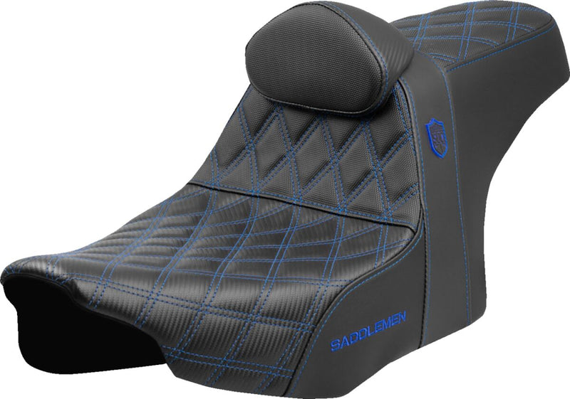 Saddlemen Pro Series SDC Performance Grip Seat for 2023-2026 Harley-Davidson Black Blue 2-Up Seat Saddlehyde™ #SC82307DB1