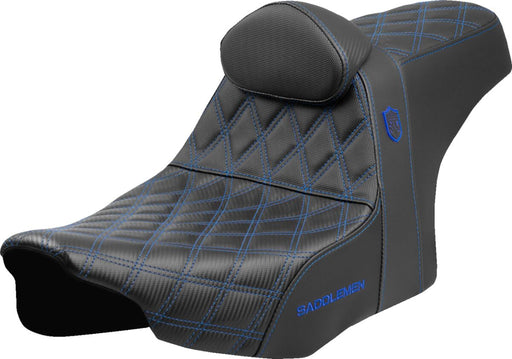 Saddlemen Pro Series SDC Performance Grip Seat for 2023-2026 Harley-Davidson Black Blue 2-Up Seat Saddlehyde™