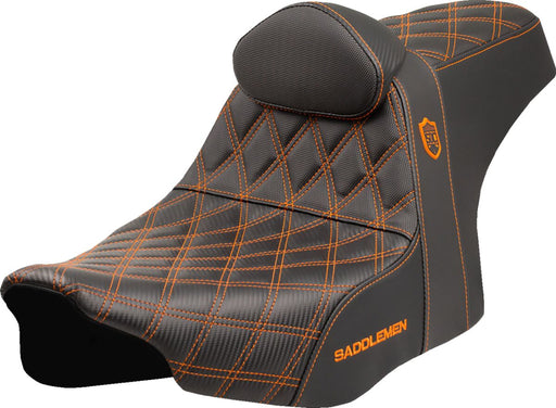 Saddlemen Pro Series SDC Performance Grip Seat for 2023-2026 Harley-Davidson Black Orange 2-Up Seat Saddlehyde™