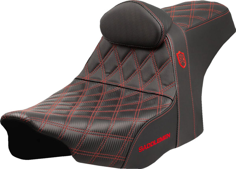 Saddlemen Pro Series SDC Performance Grip Seat for 2023-2026 Harley-Davidson Black Red 2-Up Seat Saddlehyde™