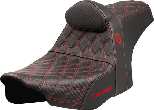 Saddlemen Pro Series SDC Performance Grip Seat for 2023-2026 Harley-Davidson Black Red 2-Up Seat Saddlehyde™