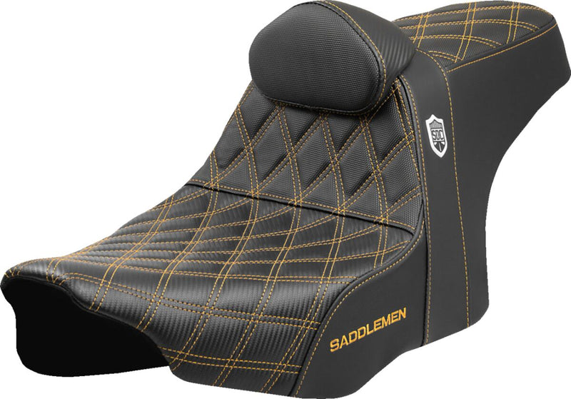 Saddlemen Pro Series SDC Performance Grip Seat for 2023-2026 Harley-Davidson Black Gold 2-Up Seat Saddlehyde™