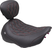 Mustang Wide Tripper™ Solo Seat for 2023-2026 Harley-Davidson Black Red Polyurethane Vinyl