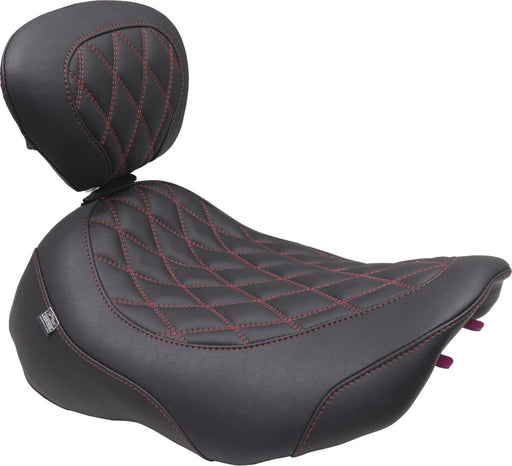 Mustang Wide Tripper™ Solo Seat for 2023-2026 Harley-Davidson Black Red Polyurethane Vinyl