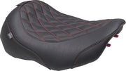 Mustang Wide Tripper™ Solo Seat for 2023-2026 Harley-Davidson Black Red Polyurethane Vinyl #89503DC