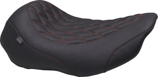 Mustang Wide Tripper™ Solo Seat for 2023-2026 Harley-Davidson Black Red Polyurethane Vinyl