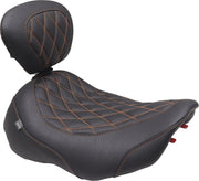 Mustang Wide Tripper™ Solo Seat for 2023-2026 Harley-Davidson Black Orange Polyurethane Vinyl