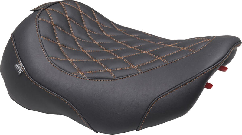Mustang Wide Tripper™ Solo Seat for 2023-2026 Harley-Davidson Black Orange Polyurethane Vinyl Each