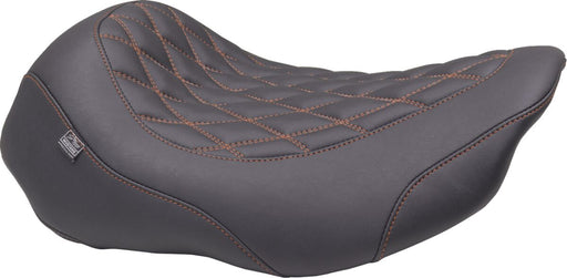 Mustang Wide Tripper™ Solo Seat for 2023-2026 Harley-Davidson Black Orange Polyurethane Vinyl