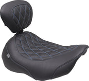 Mustang Wide Tripper™ Solo Seat for 2023-2026 Harley-Davidson Black Blue Polyurethane Vinyl
