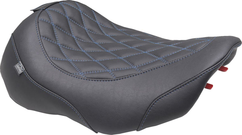 Mustang Wide Tripper™ Solo Seat for 2023-2026 Harley-Davidson Black Blue Polyurethane Vinyl Each