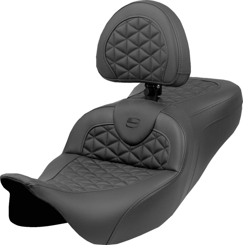 Saddlemen RoadSofa™ Tri Gripper Seat for 2008-2025 Harley-Davidson Black 2-Up Seat Saddlehyde™