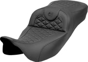 Saddlemen Extended Reach RoadSofa™ Tri Gripper Seat for 2008-2025 Harley-Davidson Black 2-Up Seat Saddlehyde™ #808-07B-21100