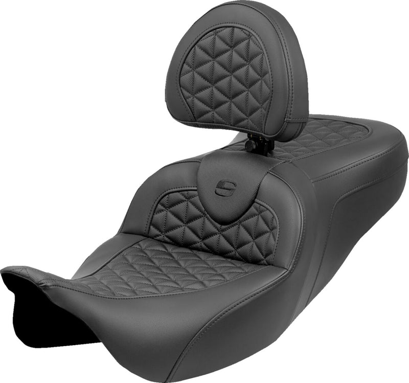 Saddlemen Extended Reach RoadSofa™ Tri Gripper Seat for 2008-2025 Harley-Davidson Black 2-Up Seat Saddlehyde™