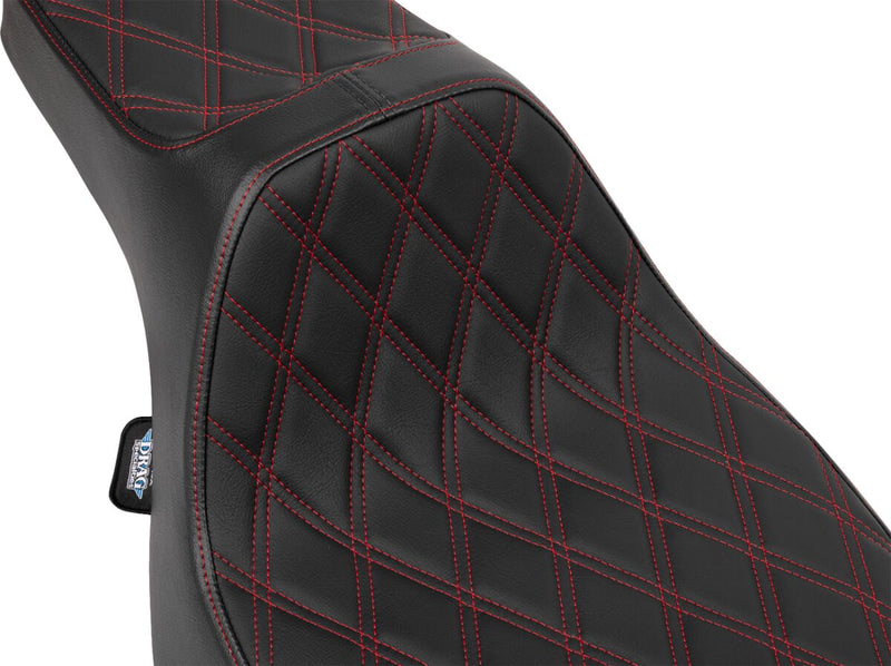 Drag Specialties Seats Extended Reach Predator III Seat for 2023-2025 Harley-Davidson Black 2-Up Seat Vinyl #4706D