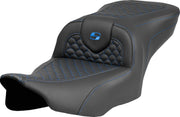 Saddlemen Dragon Scale Stitch RoadSofa™ Seat for 2023-2026 Harley-Davidson Black Blue 2-Up Seat Saddlehyde™ #823-07-20801