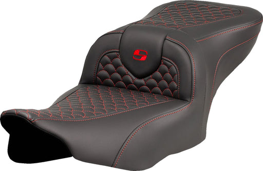 Saddlemen Dragon Scale Stitch RoadSofa™ Seat for 2023-2026 Harley-Davidson Black Red 2-Up Seat Saddlehyde™